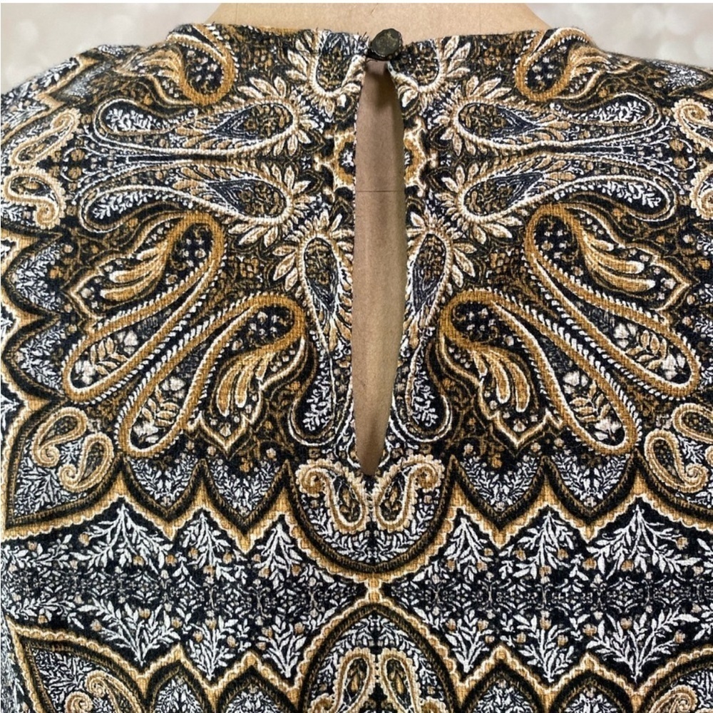 J.Jill Women's Sleeveless Black/Tan Paisley Textured Dress Size SP - Picture 5 of 9